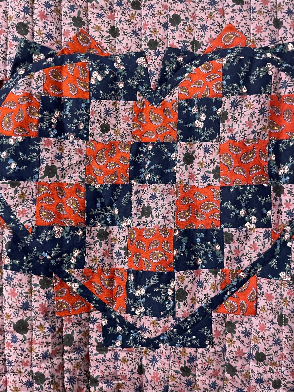Vintage Handmade Quilted Patchwork Vest – Floral & Paisley Bird size L - Picture 8 of 14